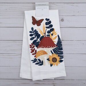 Kitchen Dish Towel Mushroom Sunflower Navy Dual Purpose